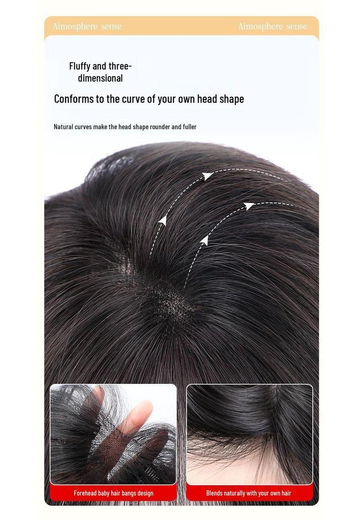 Women's Bangs Wig Hair Volume Topper - Fluffy, Natural, Seamless Hair Extension for Concealing White Hair