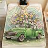 1Pc Seasons truck Print Flannel Blanket, High quality Comfortable for All Seasons, Home Decor, Warmth and Comfort, Perfect for Christmas Gifts