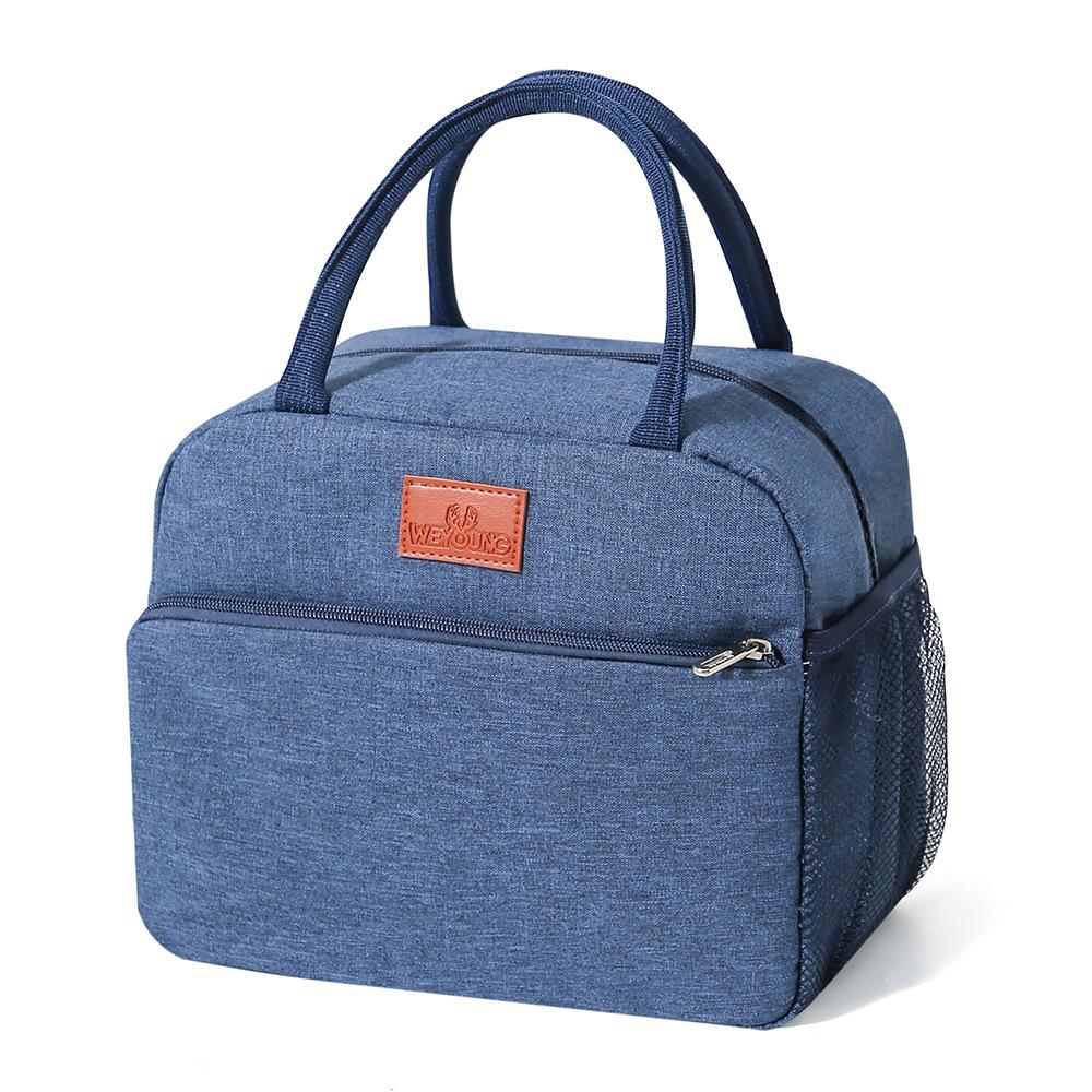 Borsa Tote Portatile Grigia Isolamento Fogli di Alluminio Ispessito Borsa Porta Pranzo per Lavoro in Ufficio Scuola Tessuto Oxford Borse Frigo da Picnic a Mano