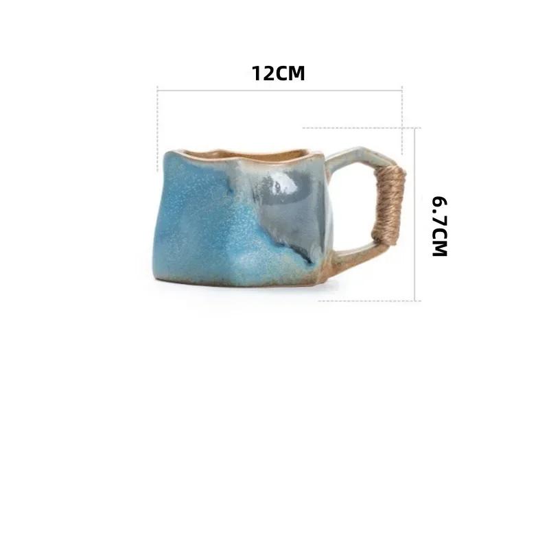 240ml Ceramic Tea Coffee Cups Irregular Shape Retro Drinkware Milk Coffee Mug Home Kitchen Desktop Juice Cup Handheld Type Mugs