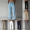 Men's Casual Pants Trousers Cotton Linen Loose Straight Casual Pants Men's Beaches Vacation
