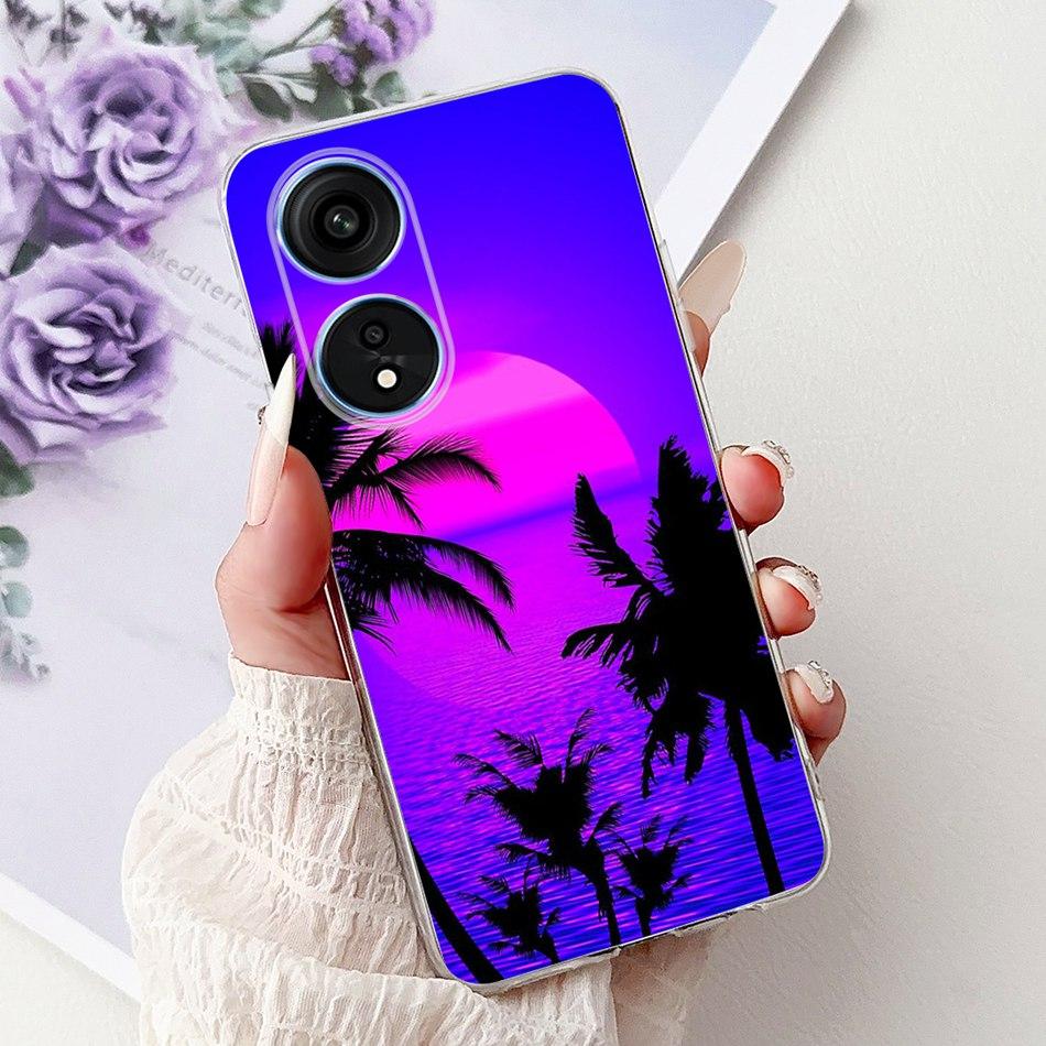 For Oppo Reno8 T Phone Case Reno 8T 5G 4G CPH2481 CPH2505 Elegant Floral Cat Soft Silicone Transparent TPU Lightweight Cases