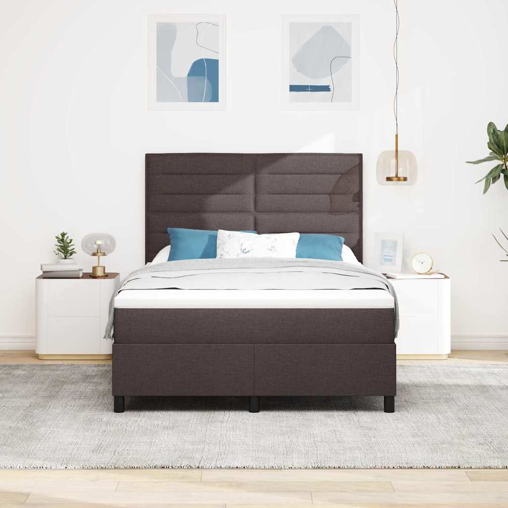 Box Spring Bed with Mattress Dark Brown 140 X 200 Cm Fabric