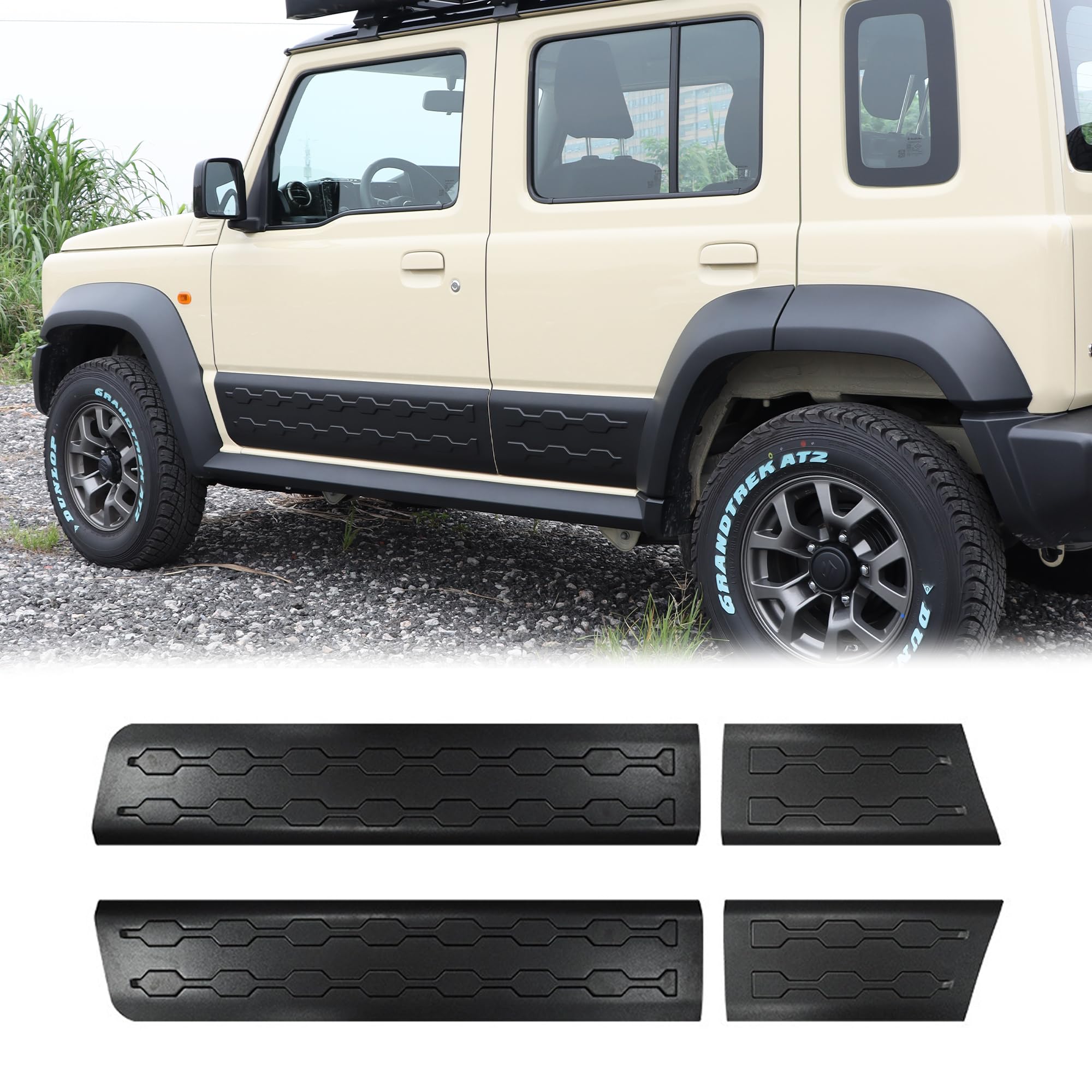 

Chosei Industry Защитные накладки на двери для Suzuki Jimny 5-дверный Nomad JC74, комплект левая/правая (АБС-пластик, Крепление на ленту, Защита кузова, Черный) чёрный