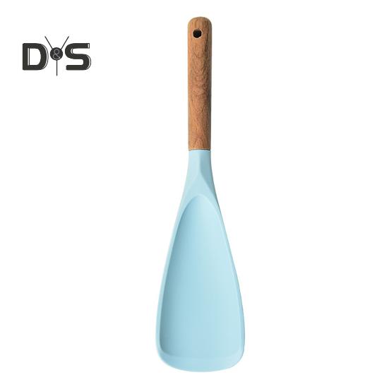 Cooking Spatula Heat Resistant Wood Handle Silicone Cooking Spoon Non-stick Cookware for Home Kitchen