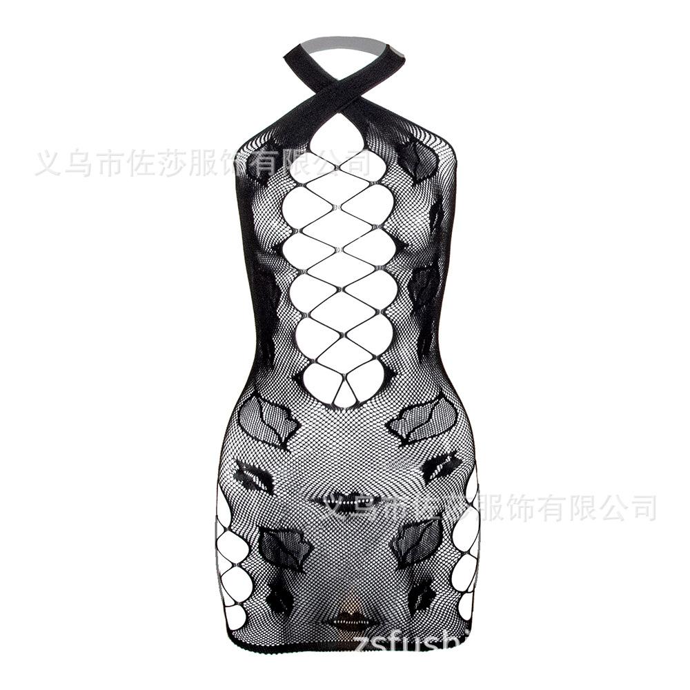Sex Underwear Suspender Cross Hollow Sexy Black Mesh Hip Skirt