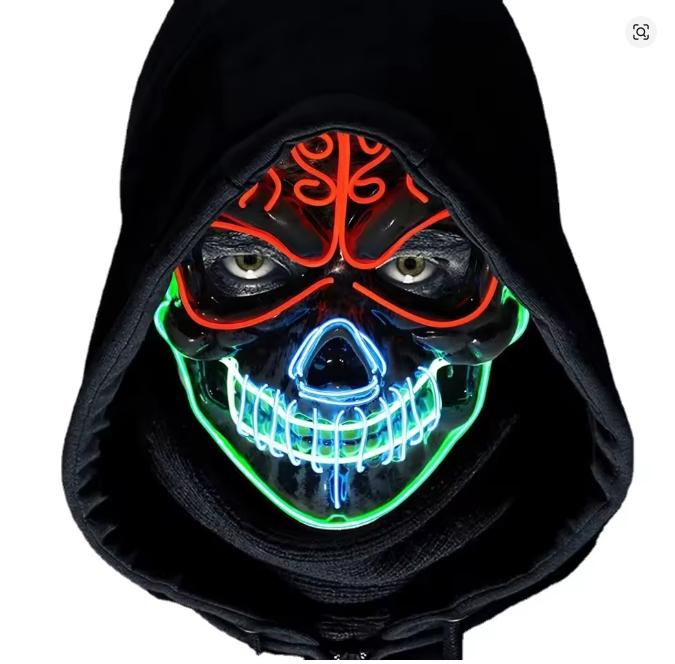 LED Halloween Maske Verbesserte Gruselige Halloween Leuchtmaske Gruselige Totenkopf Form Cosplay LED Maske Scherzartikel Spielzeug