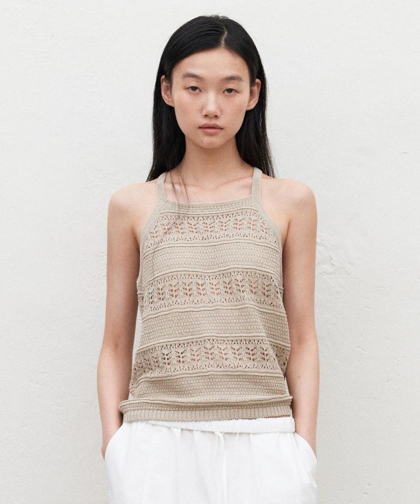 Manggomaenipeullijeu Pia Crochet Knit Sleeveless_Beige