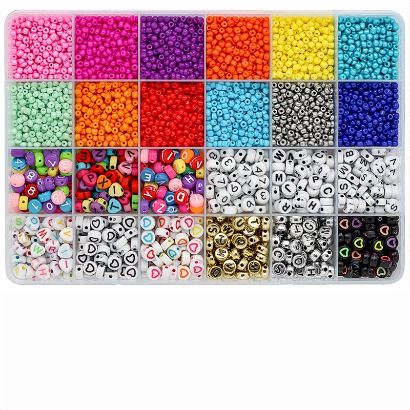 24-Grids Kit 3mm Loose Glass Beads Colorful Handmade Seed Beaded Set Box for DIY Bracelets Necklaces Making Jewelry Accessories