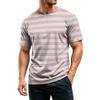 Men's Casual Quick-Dry Short Sleeve Shirt with Round Neck Lightweight Mesh and Striped Design