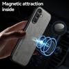 For Samsung M55 5G Case M556B 6.7" Car Holder Magnetic Leather Texture Phone Cases for Samsung Galaxy M15 5G M156B 6.5" Cover