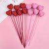 10pcs Love Heart Cake Toppers Red Pink Vase Picks Decor  Wedding Flower Bouquet