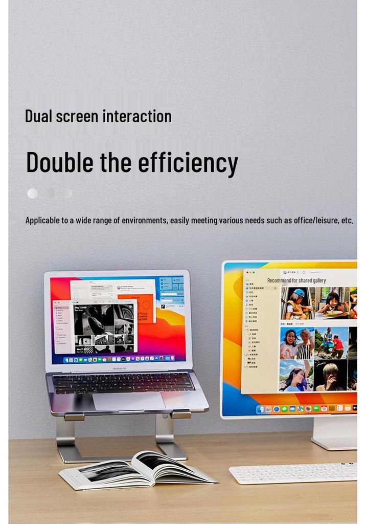 Portable Aluminum Laptop Cooling Stand with Adjustable Height