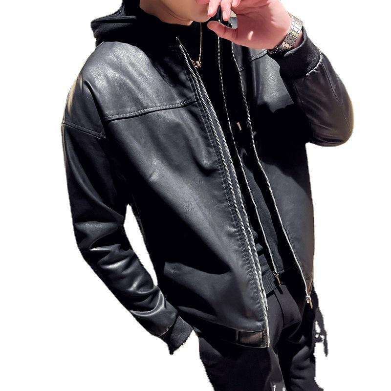 Chaopai Ретро Хлопковая утолщенная кожаная куртка Мужская кожаная одежда и пара Свободная — фото 4