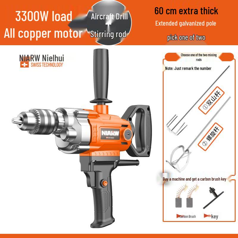 High-Power Electric Drill & Mixer for Concrete, Paint, and Cement