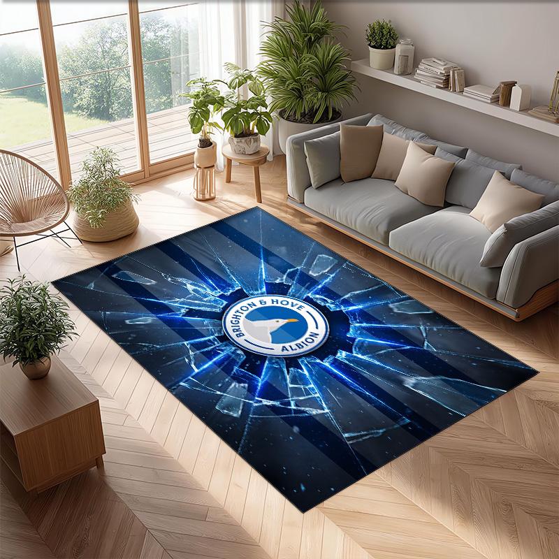 Brighton & Hove Albion Football Print Crystal Velvet Rug, Comfortable Water Absorbent Non Slip Indoor Floor Carpet