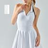 With Chest Pad Fake Two-Piece Fashion Tape Tennis Dress Nude Feel Fabric Dance Badminton Sports Two-Piece Suit Women