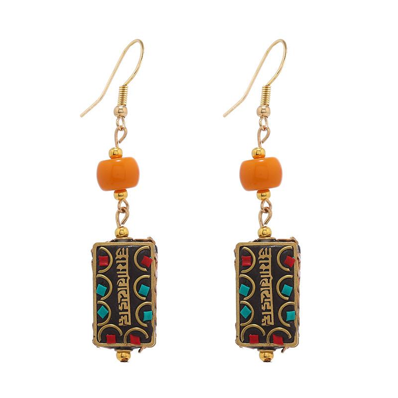Retro Exotic Style Nepalese Earrings Tibetan Niche Design Personalized Long Earrings Simple Earrings Women