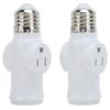 2 Stück 3-poliger Lampenfassungs-Adapterstecker Weiß E26 Glühbirne Steckdosenadapter Konverter