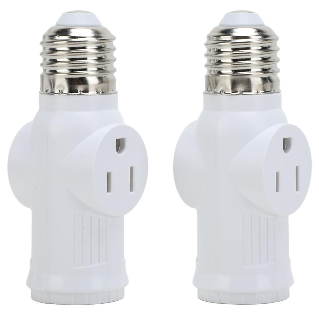 2 Stück 3-poliger Lampenfassungs-Adapterstecker Weiß E26 Glühbirne Steckdosenadapter Konverter