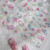 Cyan Sea Spring Flowers & Butterflies 3D Nail Stickers - Japanese Style Nail Art Decorations