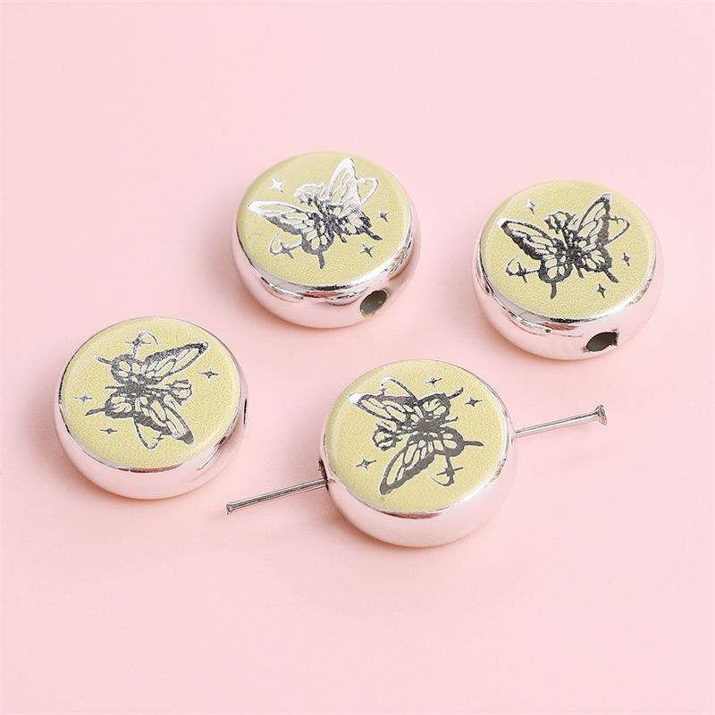 Handmade Bracelet Beads Acrylic Printed Beads Cartoon Beads Handmade Diy Bracelet Loose Beads Bracelet Pendant Graffiti Beads Jewelry Accessories