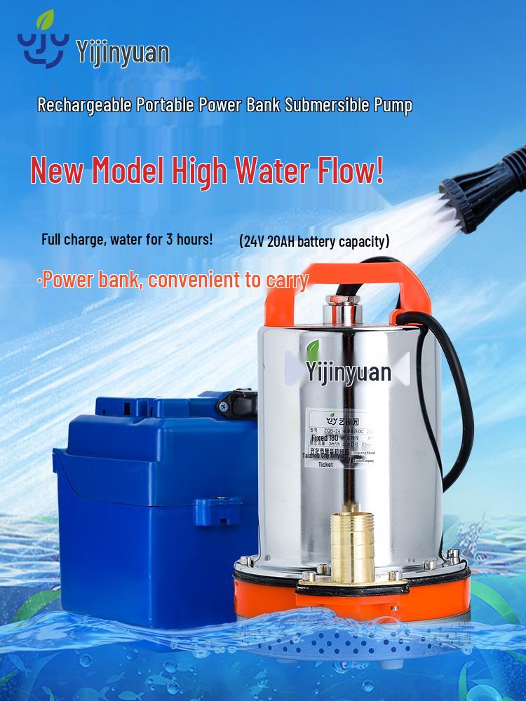 Rechargeable DC Electric High-Power Submersible Water Pump for Outdoor Agriculture and Vegetable Irrigation