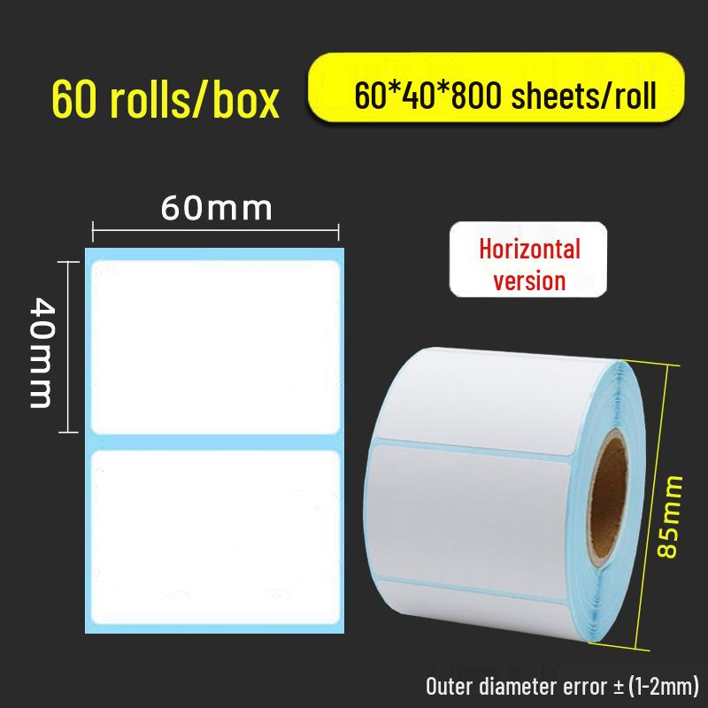 Thermal Self-Adhesive Barcode Labels: 60x40mm, 20-100 Blank Labels per Box