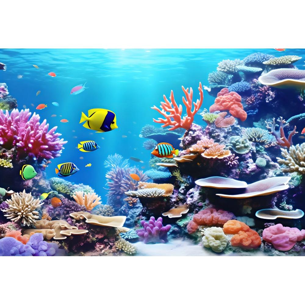 Underwater World Backgrounds for Photographs Ocean Fish Coral Fish Tank Decor Aquarium Scene Portrait Backdrop Shooting Props