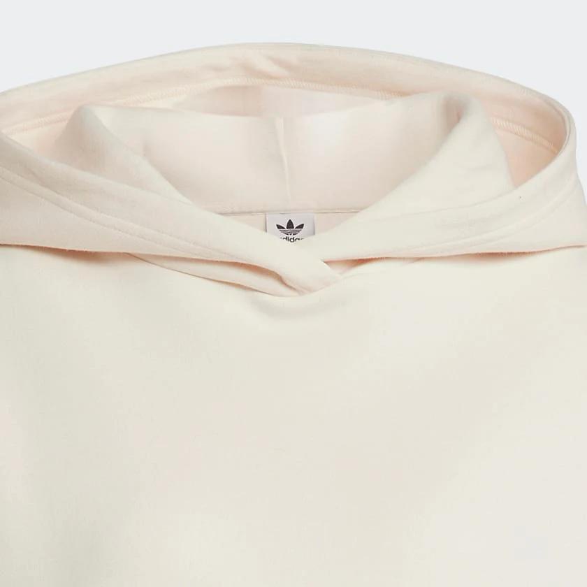 Adidas Originals Campus 00s Series Clover Logo Stripe Print Cropped Hoodie Long Sleeve Sweatshirt Women Tops White IB5921