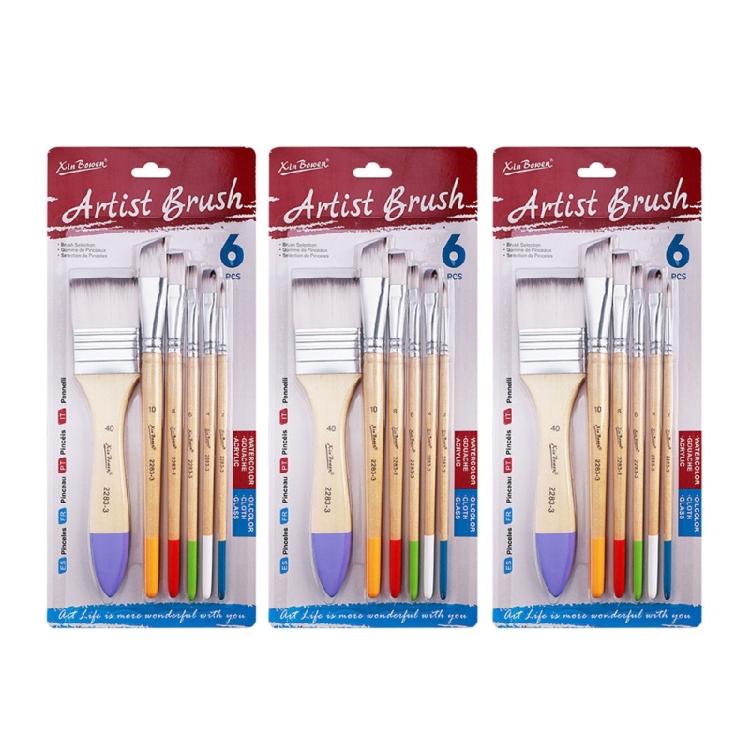 3 Set Nylon Hair Painting Brush Artist Paint Brush Watercolor Acrylic Paint Brush Drawing Supplies for Oil Painting