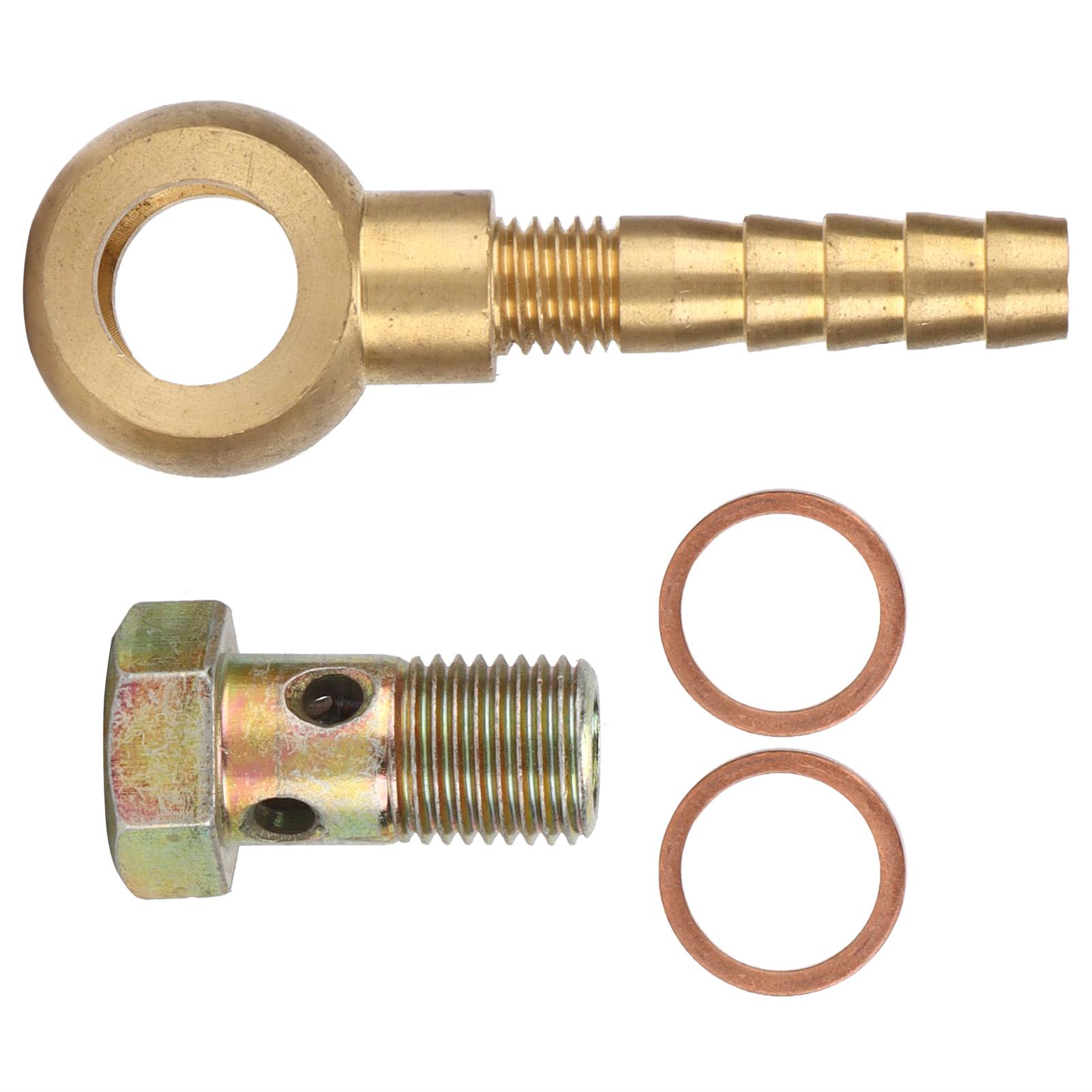 

Turbocharger Water Coolant Banjo Fitting Bolt Set M14x1.5 to 38in Hose Barb Adapter Kit