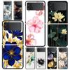 Phone Case for Samsung Galaxy Z Flip 3 4 5 6 7 Folding Shell For Samsung Z Flip4 Flip5 PC Hard Cover Ink Wash Painting Flower