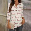 Women's Loose 7,inch Sleeve Top with Heart Print