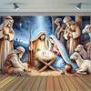 2D Traditional Christmas Backdrop with the Nativity Story, Three Kings and Livestock