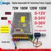 Adjustable Digital Display DC Power Supply: 72W, 100W, 120W, 150W - Variable Voltage 0-12V, 0-24V, 0-36V