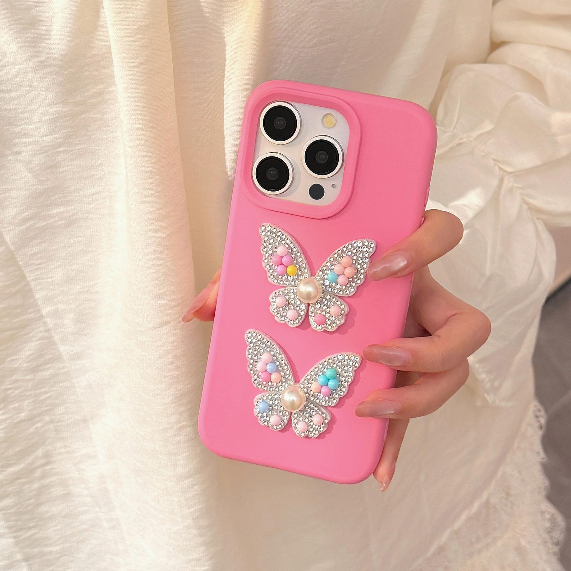 

Colorful Beads Flash Diamond Butterfly Suitable for 17promax Apple 16 Mobile Phone Case Iphone14 Three Dimensional 1311 Light Luxury 17promax