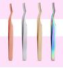 Wholesale High Quality Hot Sale Custom Stainless Steel Eyelash Aid Makeup  Eyelash Extension Tweezer Professional Beauty Tweezer