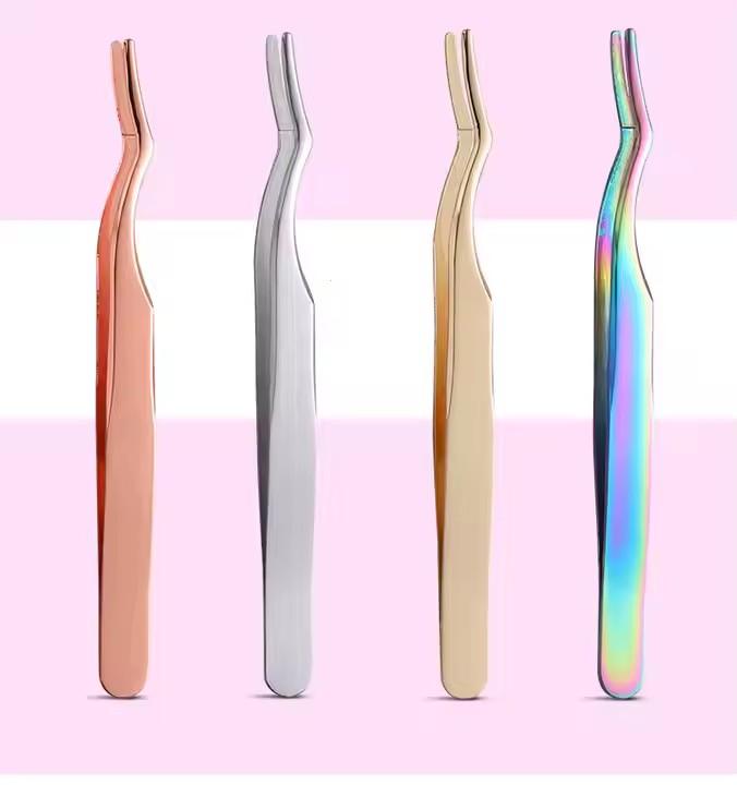 Wholesale High Quality Hot Sale Custom Stainless Steel Eyelash Aid Makeup  Eyelash Extension Tweezer Professional Beauty Tweezer