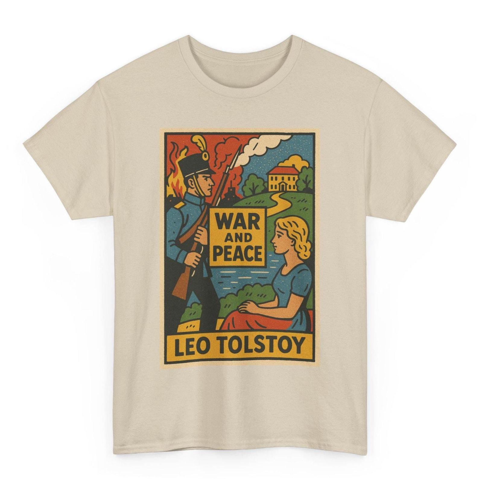 War and Peace Leo Tolstoy Retro Comic T-Shirt Unisex | Vintage Literary Classic Pop Art Tee | Bold Russian Novel Shirt | Gift for Book Lover S