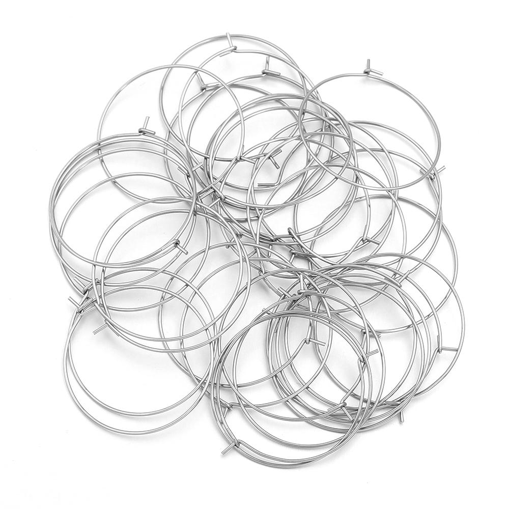 30pcs 20 25 30 35mm Stainless Steel Hoops Earrings Round Big Circle Ear Wire Hoop Wires For DIY Jewelry Making Earrings Supplies