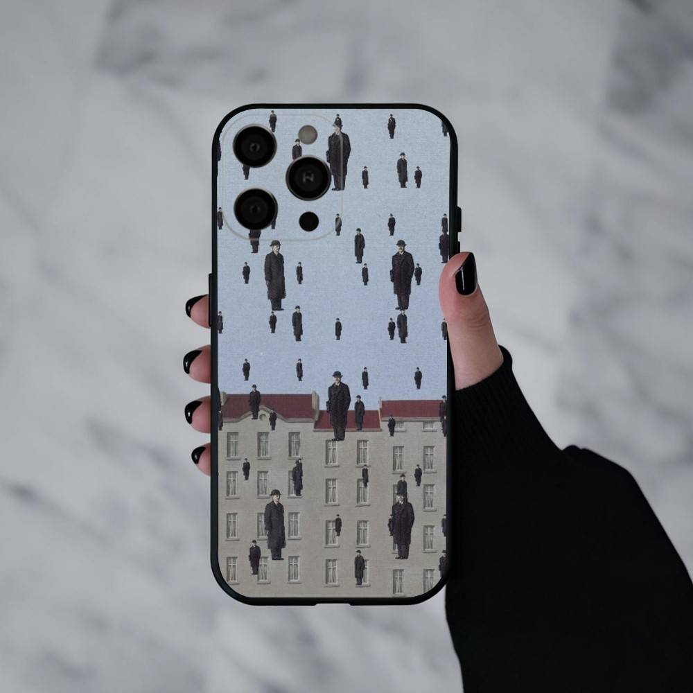 R-Rene M-Magritte A-Art   Phone Case For iPhone 17pro,16,15,14,13,12,11 Plus,Pro Max,XS,Soft Silicone Black Cover