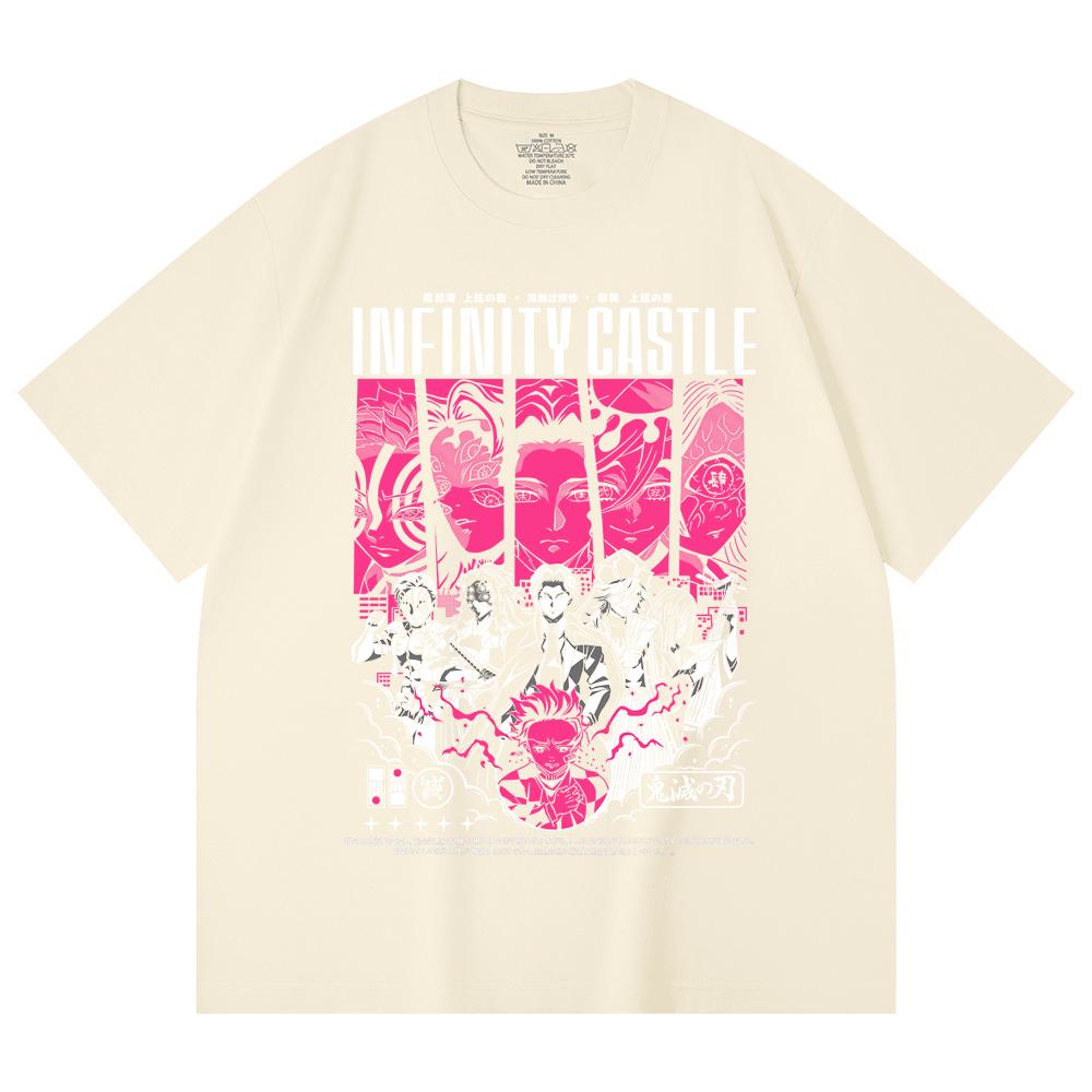 230 Gsm 100% Cotton Demon Slayer V89 Infinity Castle Print Unisex Heavy Cotton T Shirt