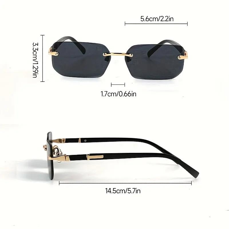 Men'S Y2K Style Square Frameless Fashion Glasses Decorative Lens Design Regular Size for Daily Casual Wear