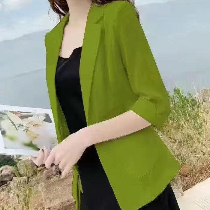 Women's Cotton Linen Blazer - Spring/Summer 2025 British Style, Casual Sun Protection Jacket