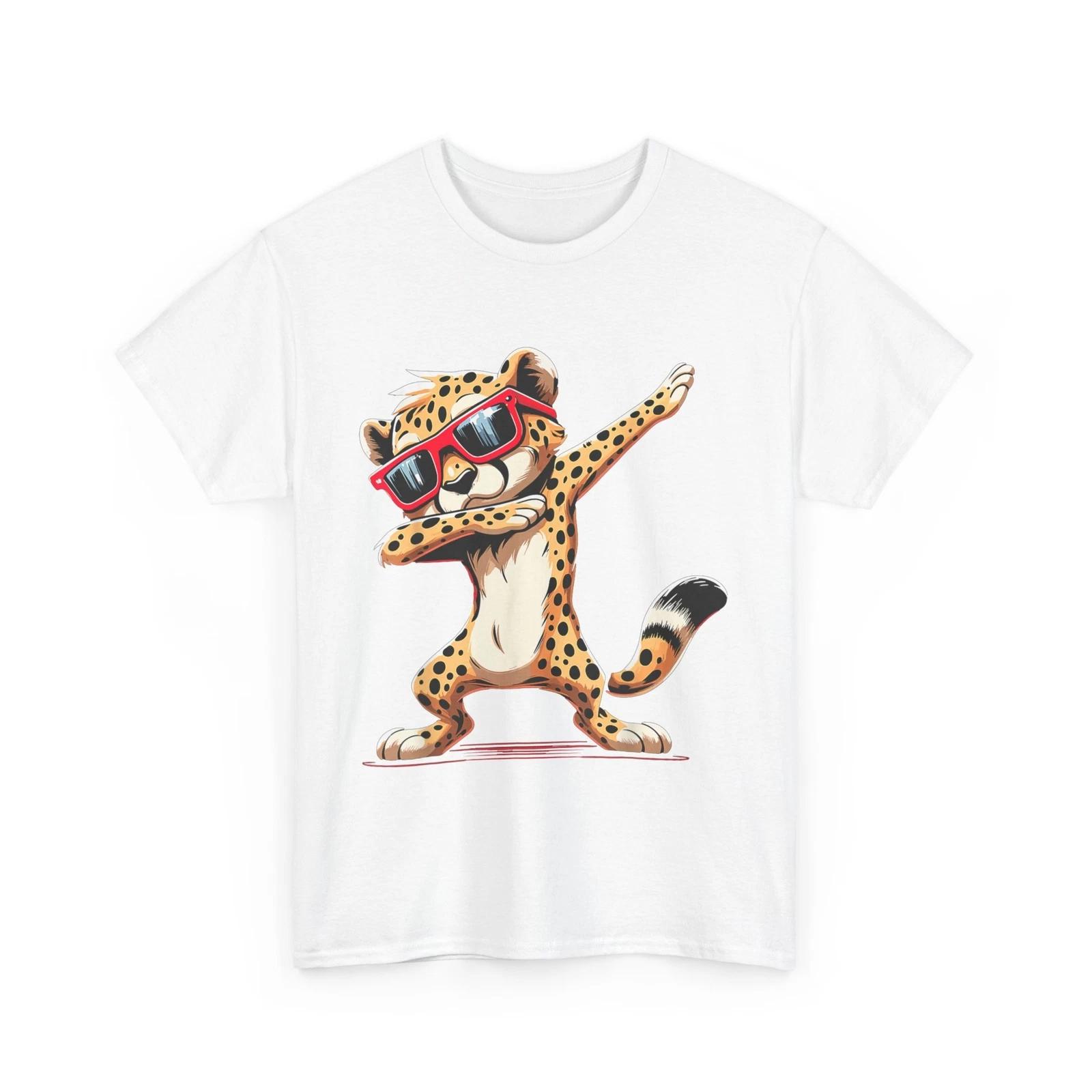 Dabbing Cheetah Shirt, Cheetah Wearing Sunglasses Animals Lovers Cute Shirt L