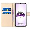 Case for Samsung Galaxy A34 5G with 2 Tempered Glasses - Protection Golden Leather Effect Magnetic Closure