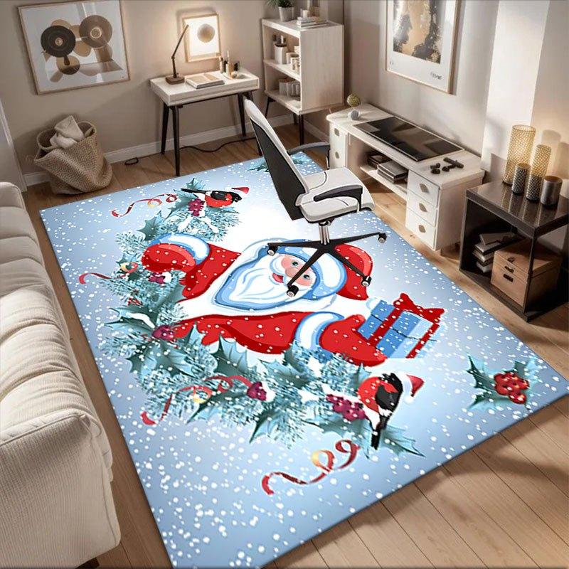 

Christmas Santa Claus with Presents Winter Snow Scene CardOffice Mat Perfect for Home Decor Office Desk Chair Rugs Chair Carpet for office P 60cm by 90cm