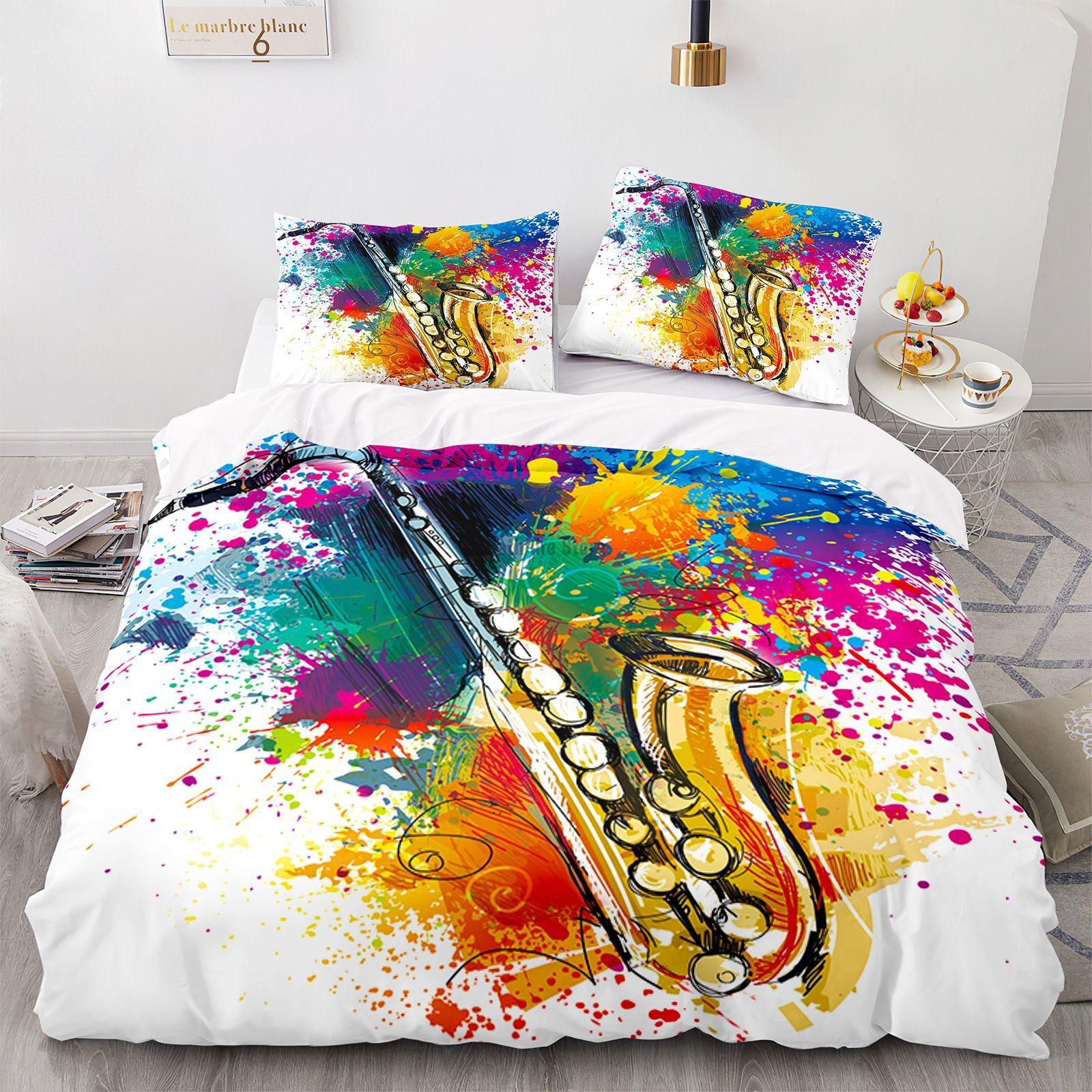 

Comforter Fashion Bedding Set Piano Guitar 3D Print Music With Bedclothes For Home Bedroom Decor Comforter (quilt)-EU Single(135*200cm)3pcs