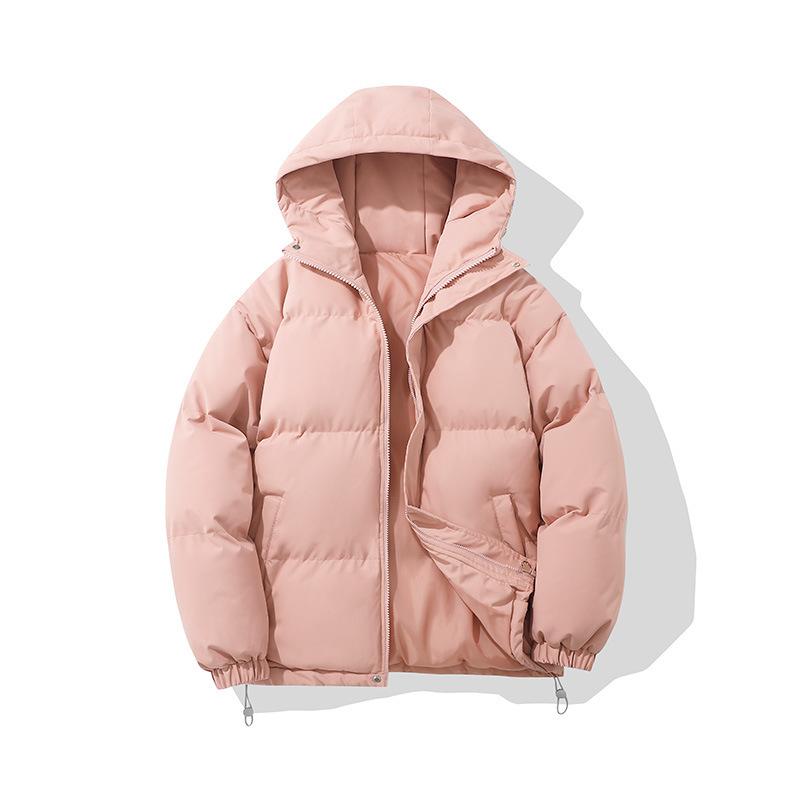 2025 winter new loose hooded solid color thickened warm thickened couple bread clothes and cotton clothes without trend cotton clothes